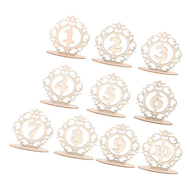 Set of 10 Freestanding wedding wooden table numbers with base/sticks